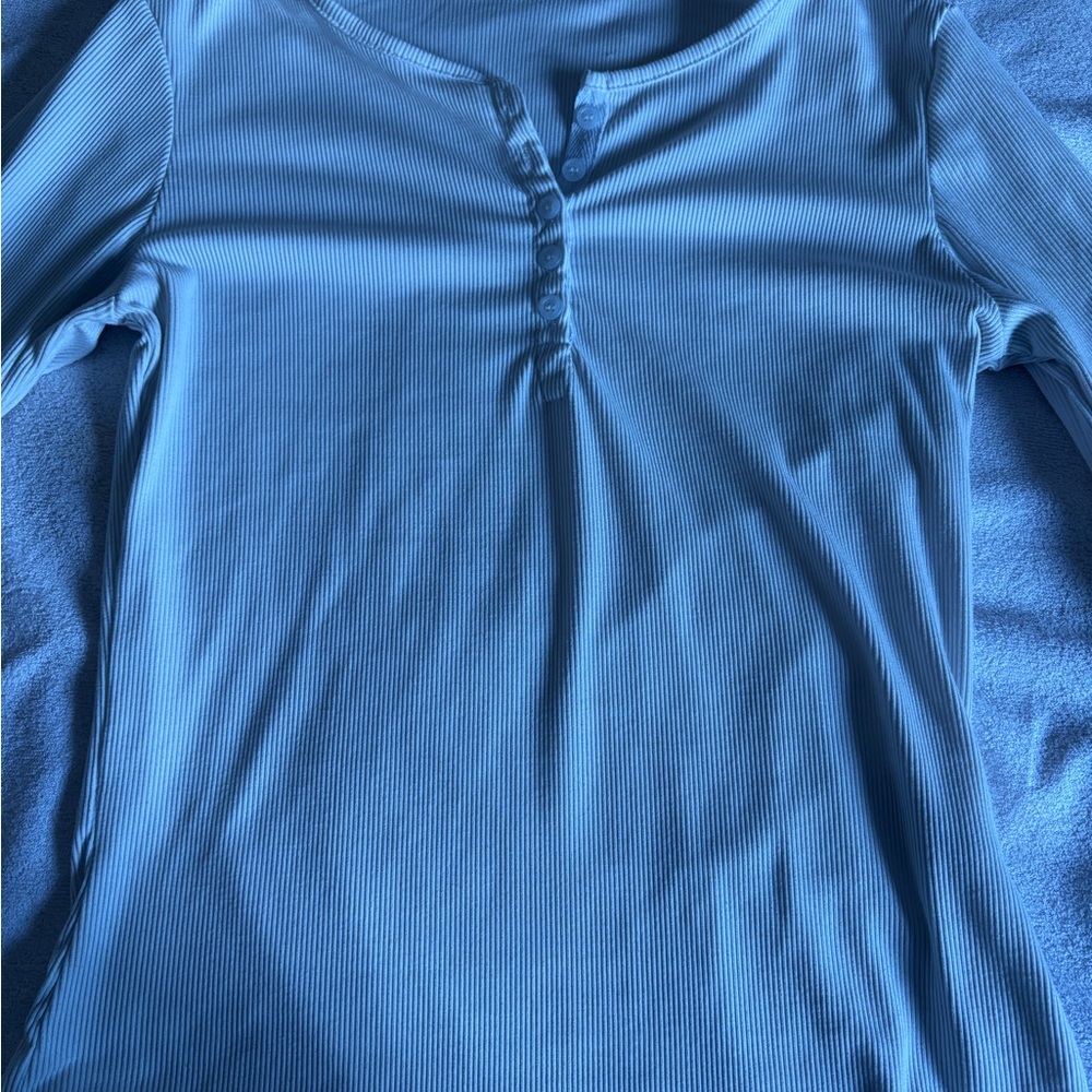 White Long Sleeve Henley Top